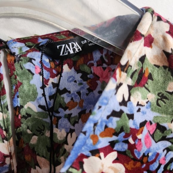 NWOT ZARA | Floral dress pink green sz S - Picture 3 of 5